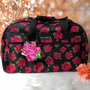 betsey johnson covered roses luggage
